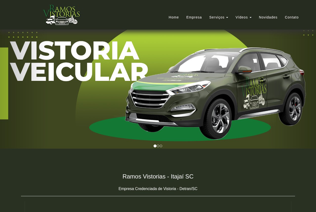 Site antigo da Ramos Vistorias, desatualizado